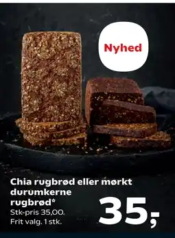 Kvickly Chia rugbrød eller mørkt durumkerne rugbrød tilbud