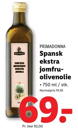 Lidl PRIMADONNA Spansk ekstra jomfru- olivenolie tilbud