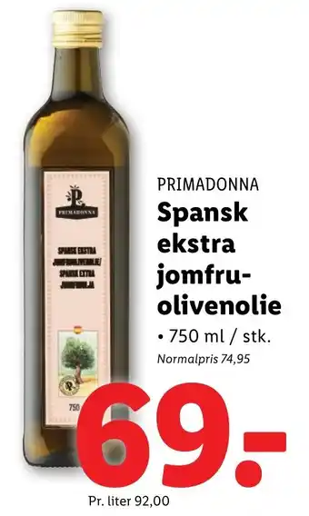 Lidl PRIMADONNA Spansk ekstra jomfru- olivenolie tilbud