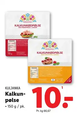 Lidl KULJANKA Kalkun- pølse tilbud