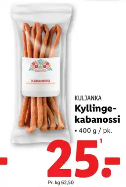 Lidl KULJANKA Kyllinge- kabanossi tilbud