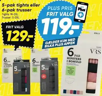 Bilka 5-pak tights eller 6-pak trusser tilbud