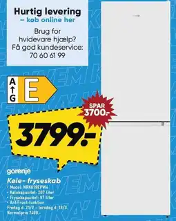 Bilka Gorenje Køle- fryseskab tilbud