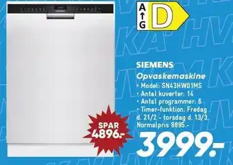 Bilka Siemens Opvaskemaskine tilbud