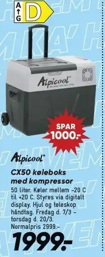 Bilka Alpicool CX50 køleboks med kompressor tilbud