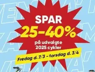 Bilka SPAR 25-40% på udvalgte 2025 cykler tilbud