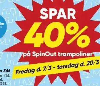 Bilka SPAR 40% på SpinOut trampoliner tilbud