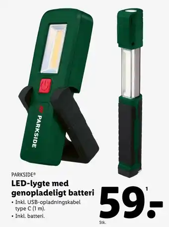 Lidl PARKSIDE LED-lygte med genopladeligt batteri tilbud