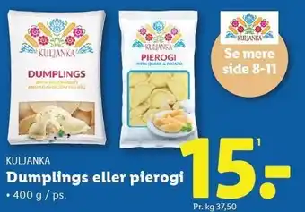 Lidl KULJANKA Dumplings eller pierogi tilbud