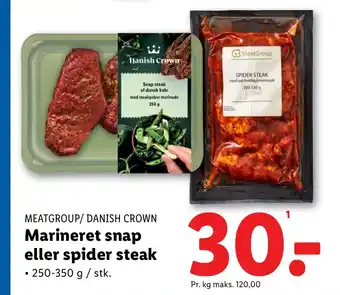 Lidl MEATGROUP/ DANISH CROWN Marineret snap eller spider steak tilbud