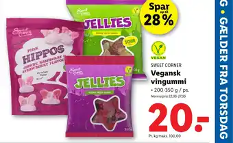 Lidl SWEET CORNER Vegansk vingummi tilbud