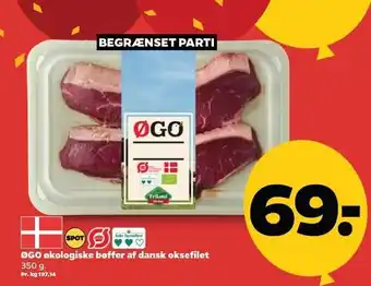 Netto ØGO økologiske bøffer af dansk oskefilet tilbud