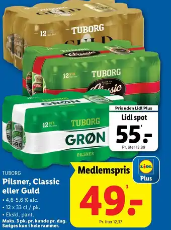 Lidl TUBORG Pris uden Lidl Plus tilbud