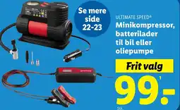 Lidl ULTIMATE SPEED® Minikompressor, batterilader til bil eller oliepumpe tilbud