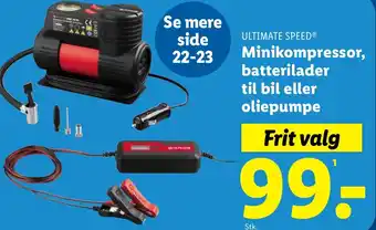 Lidl ULTIMATE SPEED® Minikompressor, batterilader til bil eller oliepumpe tilbud