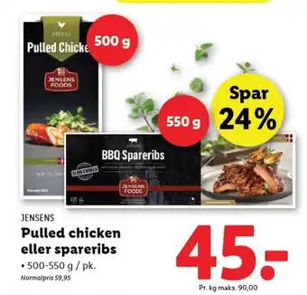 Lidl JENSENS Pulled chicken eller spareribs tilbud