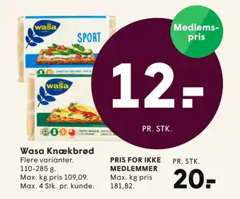 SPAR Wasa Knækbrød tilbud