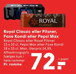 SPAR Royal Classic eller Pilsner, Faxe Kondi eller Pepsi Max tilbud