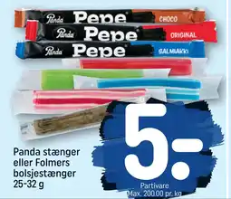 REMA 1000 Panda stænger eller Folmers bolsjestænger 25-32 g tilbud