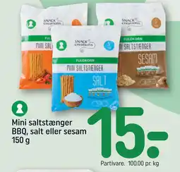 REMA 1000 Mini saltstænger BBQ, salt eller sesam 150 g tilbud