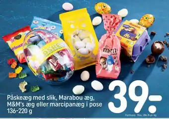 REMA 1000 Påskeæg med slik, Marabou æg, M&M's æg eller marcipanæg i pose 136-220 g tilbud