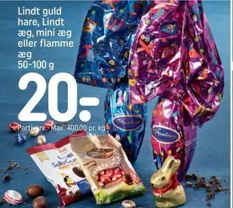 REMA 1000 Lindt guld hare, Lindt æg, mini æg eller flamme æg 50-100 g tilbud