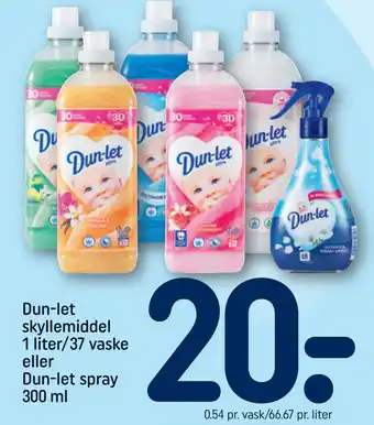 REMA 1000 Dun-let skyllemiddel 1 liter/37 vaske eller Dun-let spray 300 ml tilbud