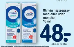 REMA 1000 Otrivin næsespray med eller uden menthol 10 ml tilbud