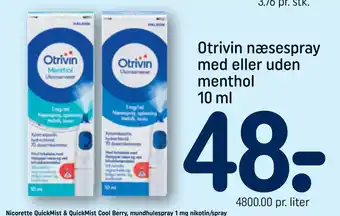 REMA 1000 Otrivin næsespray med eller uden menthol 10 ml tilbud