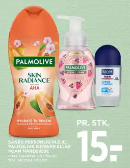 MENY SANEX PERSONLIG PLEJE, PALMOLIVE SHOWER ELLER FOAM HÅNDSÆBE tilbud