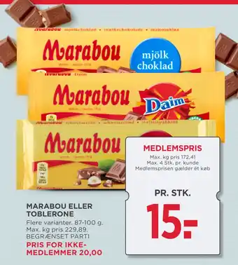 MENY MARABOU ELLER TOBLERONE tilbud