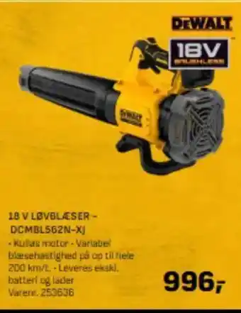 Bygma 18 v løvblæser - dcmbl562n-xj tilbud