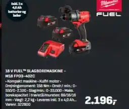 Bygma 18 v fuel™ slagboremaskine - m18 fpd3-402c tilbud