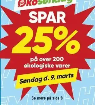 Bilka Spar 25% på over 200 økologiske varer tilbud