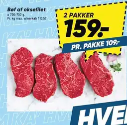 Bilka Bøf af oksefilet - 2 PAKKER tilbud