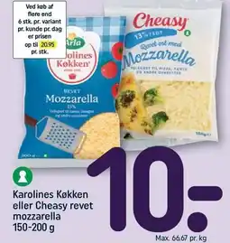 REMA 1000 Karolines Køkken eller Cheasy revet mozzarella tilbud