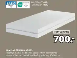 JYSK KAMELVA SPRINGMADRAS tilbud