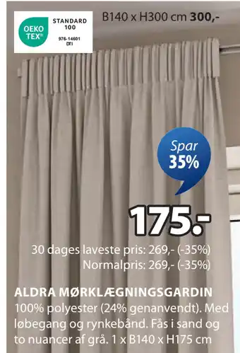 JYSK ALDRA MØRKLÆGNINGSGARDIN tilbud