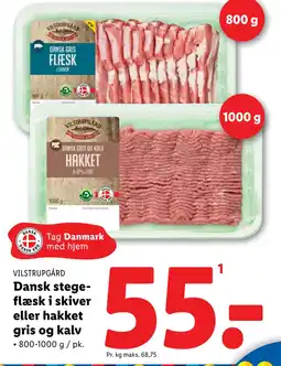 Lidl Dansk stegeflæsk i skiver eller hakket gris og kalv tilbud