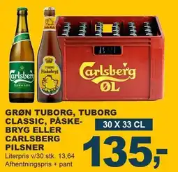 Let-Køb GRØN TUBORG, TUBORG CLASSIC, PÅSKEBRYG ELLER CARLSBERG PILSNER tilbud