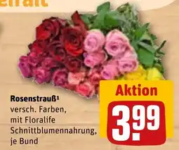 REWE Rosenstrauß¹ versch. Farben, mit Floralife Schnittblumennahrung, tilbud