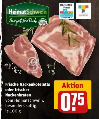 REWE Frische Nackenkoteletts oder frischer Nackenbraten tilbud