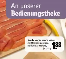 REWE Spanischer Serrano Schinken tilbud