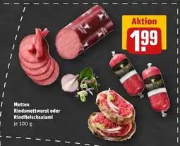 REWE Metten Rindsmettwurst oder Rindfleischsalami tilbud