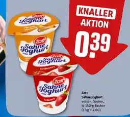 REWE Zott Sahne Joghurt tilbud