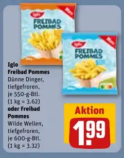 REWE Iglo Freibad Pommes Dünne Dinger, tilbud