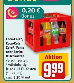 REWE Coca-Cola*, Coca-Cola Zero*, Fanta oder Sprite Mischkasten tilbud