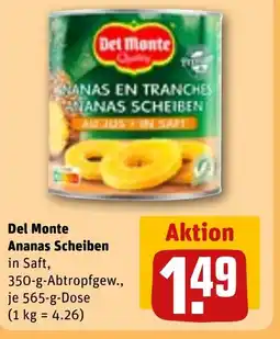 REWE Del Monte Ananas Scheiben in Saft, tilbud