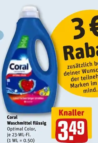 REWE Coral Waschmittel flüssig Optimal Color, tilbud