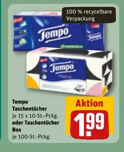 REWE Tempo Tempo Taschentücher je 15 x 10-St.-Pckg. oder Taschentücher tilbud